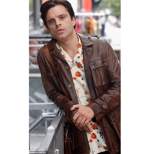 A Different Man Sebastian Stan Brown leather Jacket
