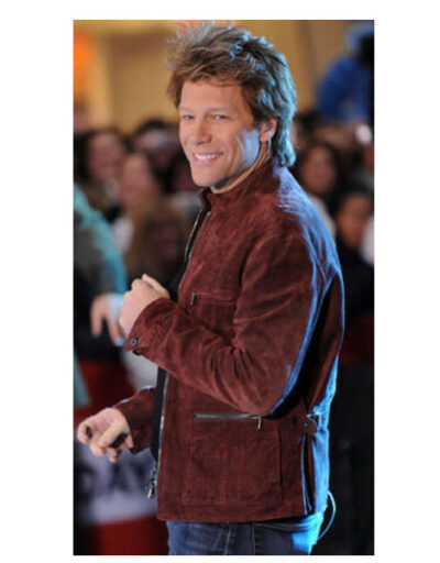 Jon Bon Jovi Maroon Suede Leather Jacket