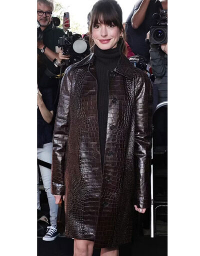 Anne Hathaway Crocodile Trench Coat