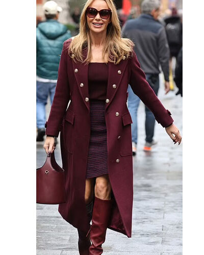 Amanda Holden Heart FM Burgundy Wool Coat