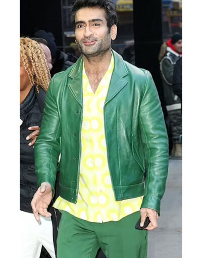 Kumail Nanjiani Green Leather Jacket