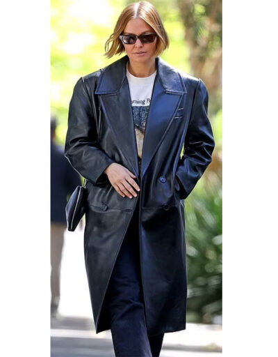 Lara Worthington Avatar Premiere Long Leather Coat