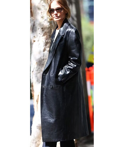 Lara Worthington Long Leather Coat