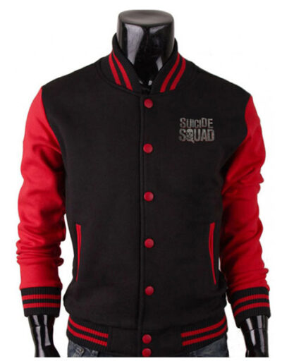Suicide Squad Red and Black Letterman Jacket