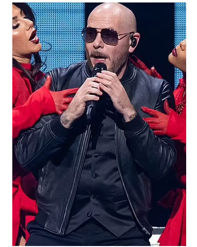 Armando Christian Perez IHeartRadio Jingle Ball Leather Jacket