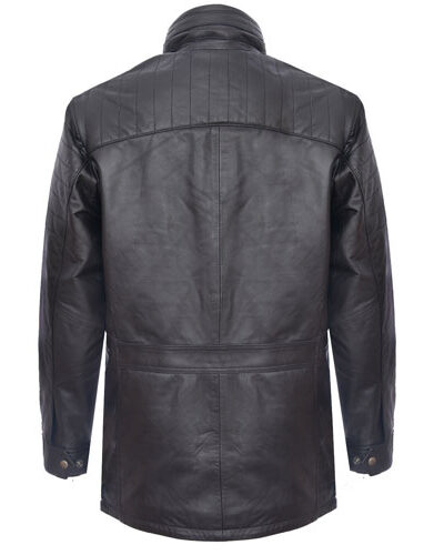 Black Quilted Safari Leather Jacket