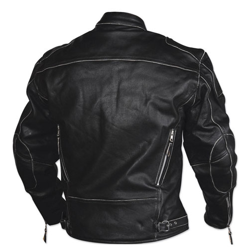 Rivet Motorcycle Gangster Black Real Leather Jacket