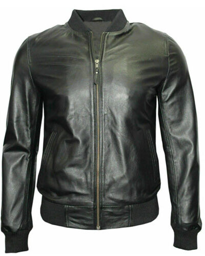 70'S Retro Bomber Men's Black Cool Classic Soft Spanish Nappa Leather Jacket