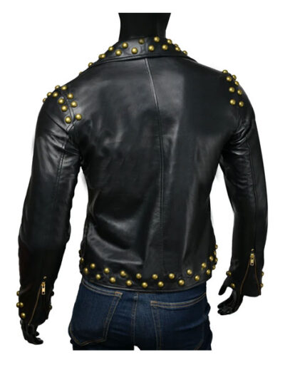 Concert 2018 Adam Lambert Black Studded Leather Jacket