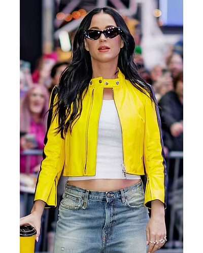 Katy Perry Motorcycle Yellow Leather Jacket