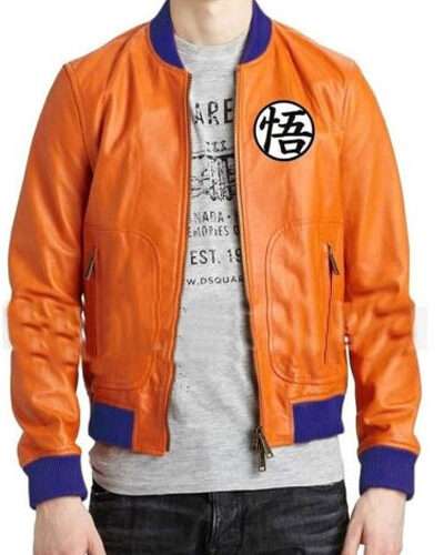 Dragon Ball Z Goku Tan Bomber Brown Leather Jacket