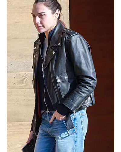 Gal Gadot Black Leather Jacket