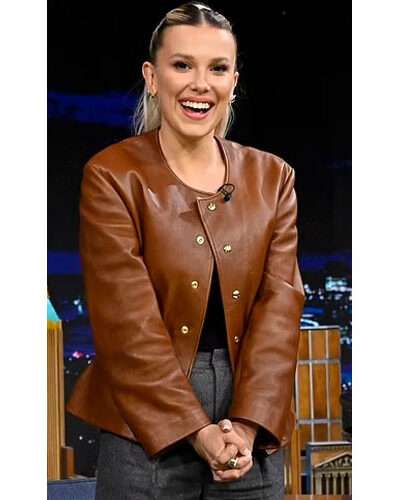 Millie Bobby Brown The Tonight Show Leather Jacket