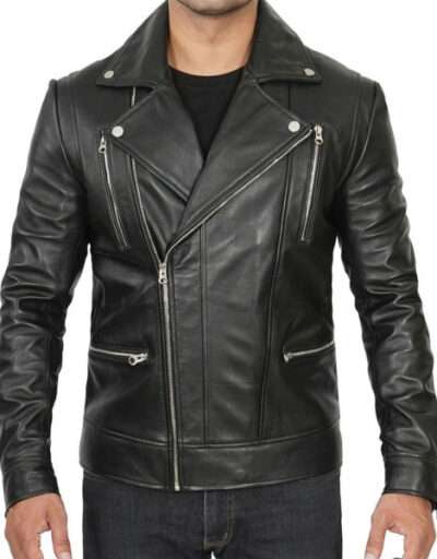 Asymmetrical Biker Leather Jacket