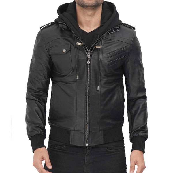 Milwaukee Leather Men’s Anthracite Fashion Jacket With Removable Hood – Premium Cowhide Casual Style