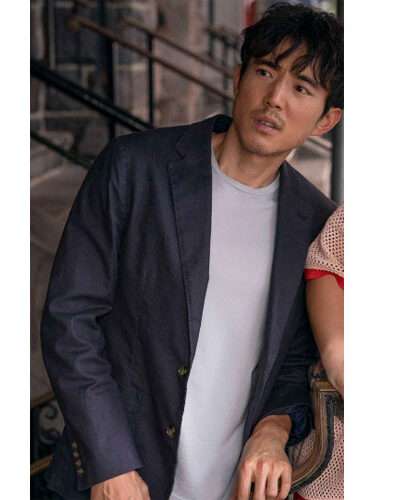 Justin H. Min Shortcomings Blue Cotton Coat