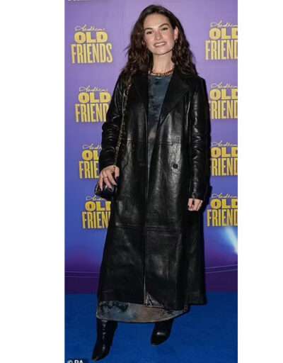 Lily James The Pursuit Of Love Leather Coat