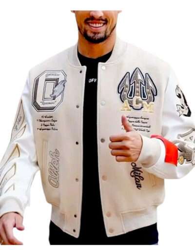 AC Milan Varsity Bomber Off White Jacket