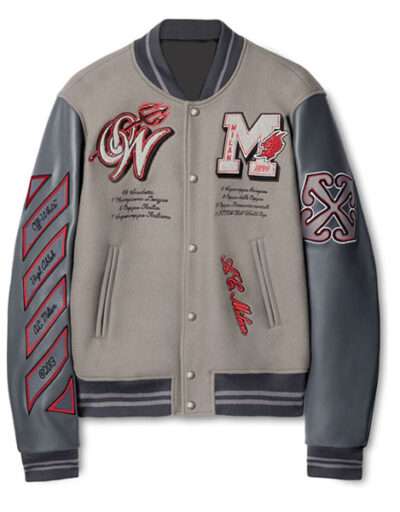 Ac Milan Varsity Football Club Grey Jacket