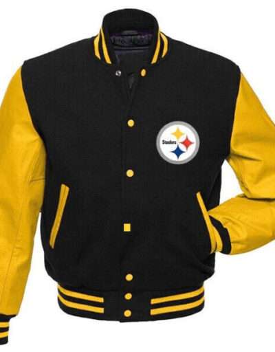 Letterman Pittsburgh Steelers Black and Yellow Varsity Jacket