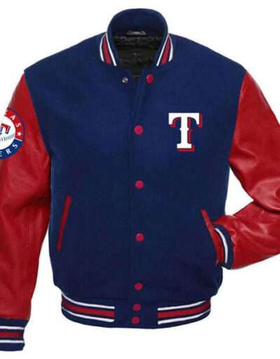 Letterman Texas Rangers Blue and Red Varsity Jacket