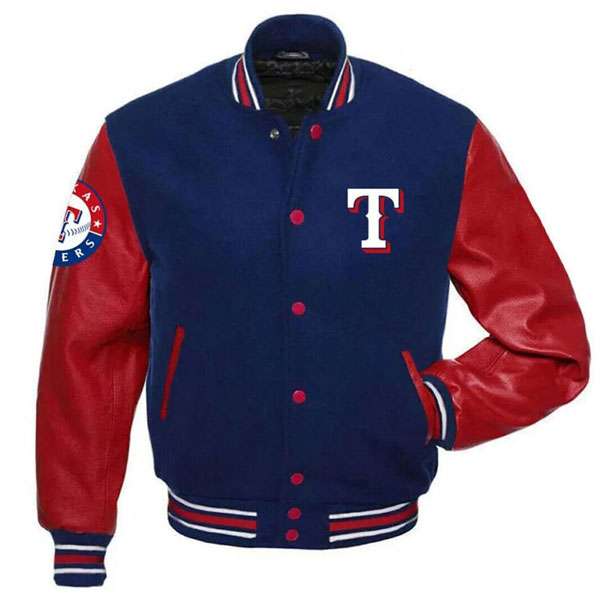 Letterman Texas Rangers Blue and Red Varsity Jacket