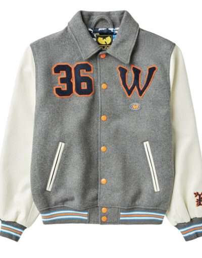 NWT LRG x Wu Tang Cream Varsity Heather Grey Wool Jacket