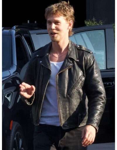 Austin Butler The Bikeriders Men's Black Leather Jacket