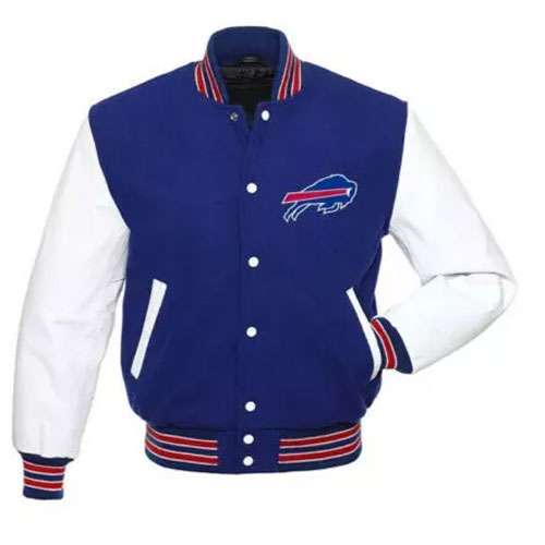 Letterman Buffalo Bills Blue and White Varsity Jacket