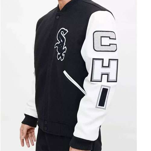Letterman Chicago White Sox Black and White Varsity Jacket