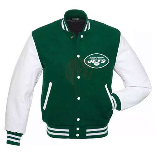 NY Jets New York Wool Leather Sleeves Jacket