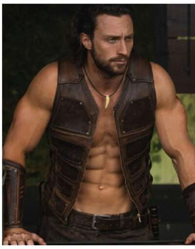 Aaron Taylor Johnson Kraven the Hunter Brown Leather Vest