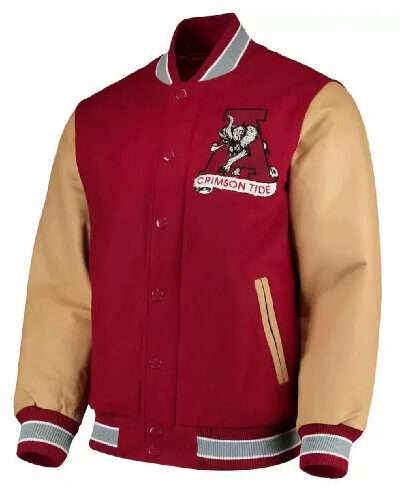 Letterman Alabama Crimson Tide Red and Brown Varsity Jacket