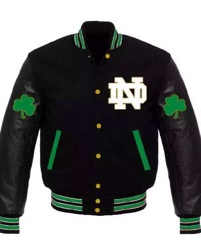 Letterman Notre Dame Fighting Irish Black Varsity Jacket