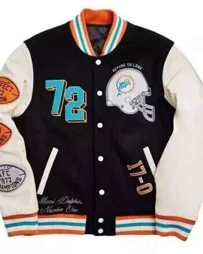 Miami Dolphins Wool Leather Sleeves Letterman Bomber Varsity Jacket