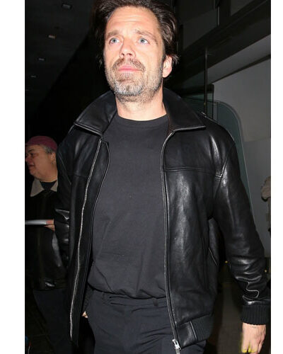 Men's Cafe Racer Sebastian Stan Black Leather Jacket