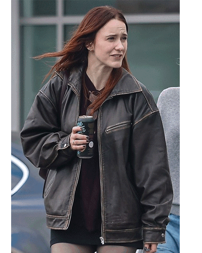 Women's Rachel Brosnahan Cafe Racer Distressed Black Leather Jacket