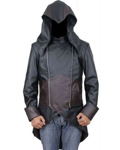 Unity Arno Hooded Assassins Creed Leather Coat