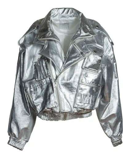 Women's Silver Galaxy Bomber Leather Jacket